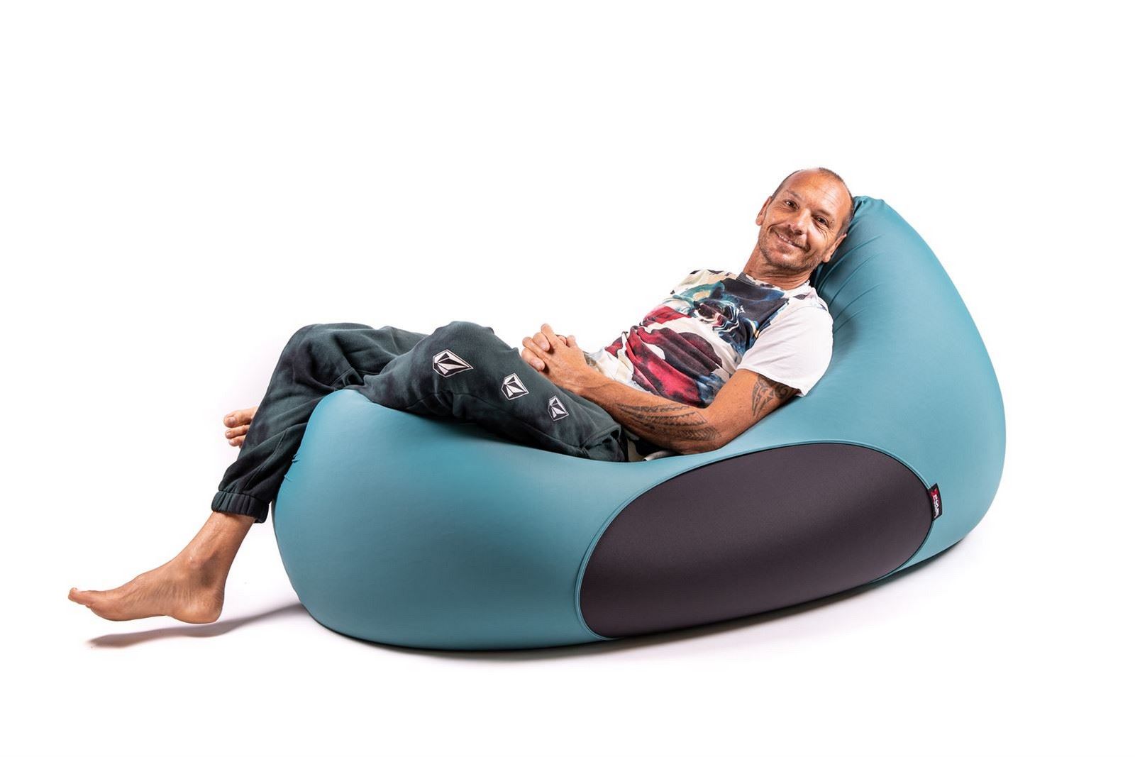 Poltrona sacco XXL per soggiorno in velluto soft con fodera removibile Colore Blu notte